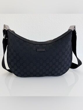 Gucci Black Monogram Crescent Shoulder Bag